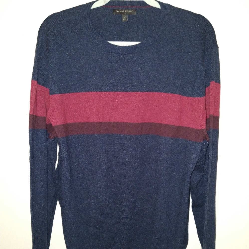 Banana Republic Striped Crew Neck Sweater Men's sz Large